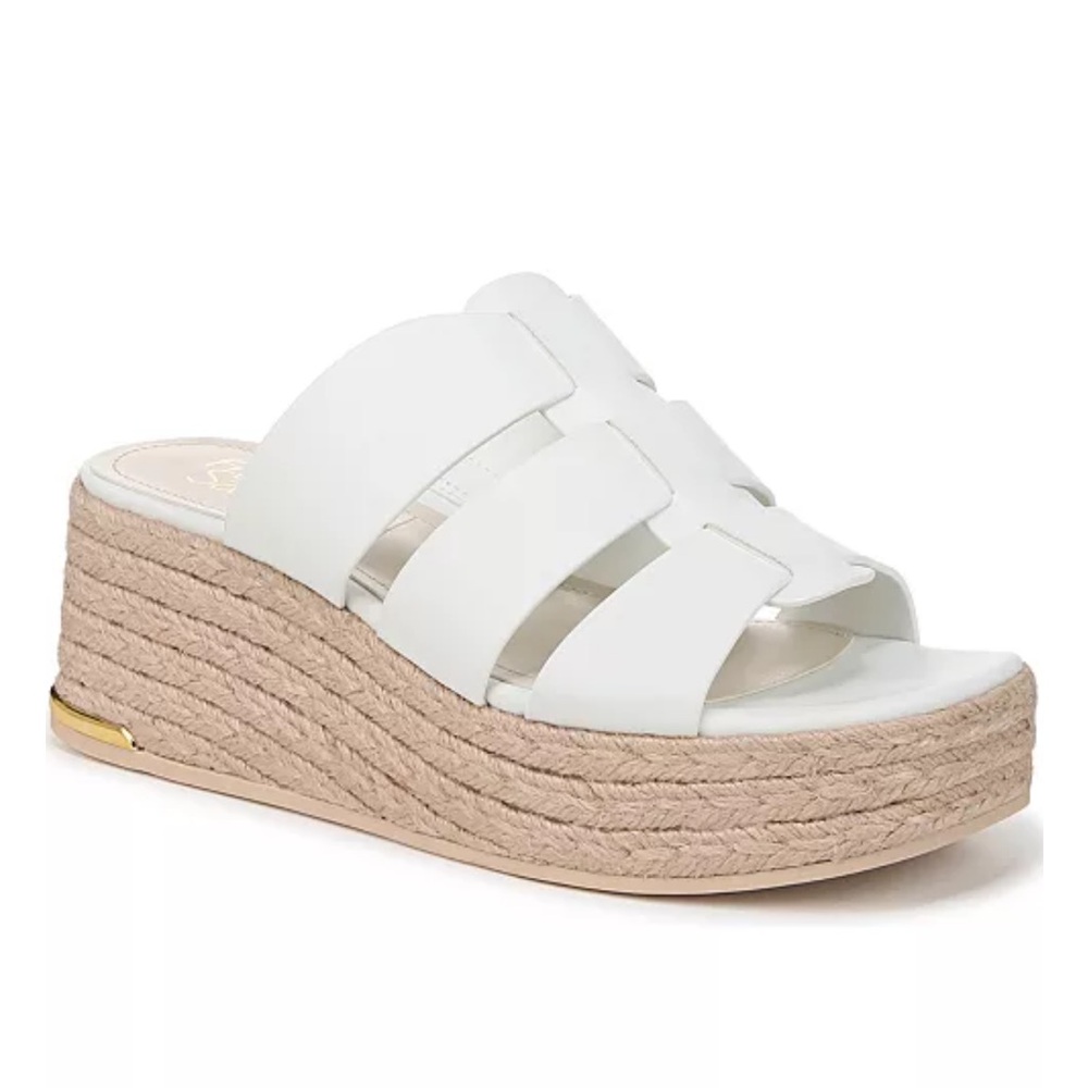 Franco Sarto White Espadrille Platform Slides